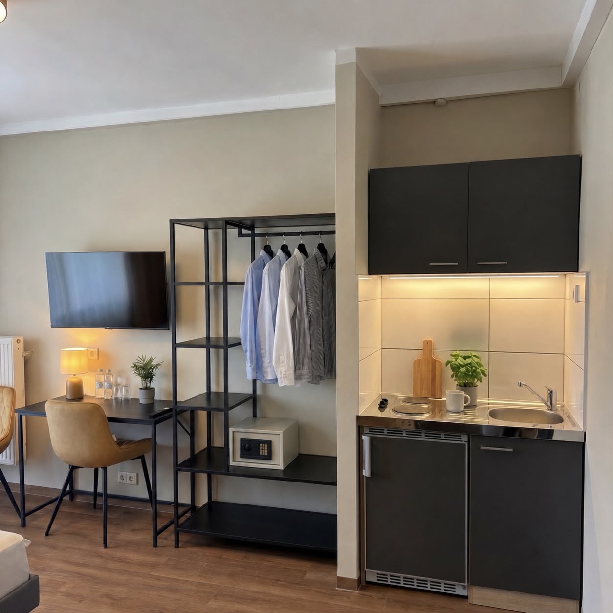 Doppelzimmer Komfort – Kochnische im Hotel Wali Bielefeld